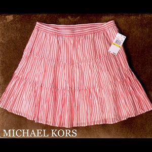 MICHAEL KORS tiered above knee striped skirt